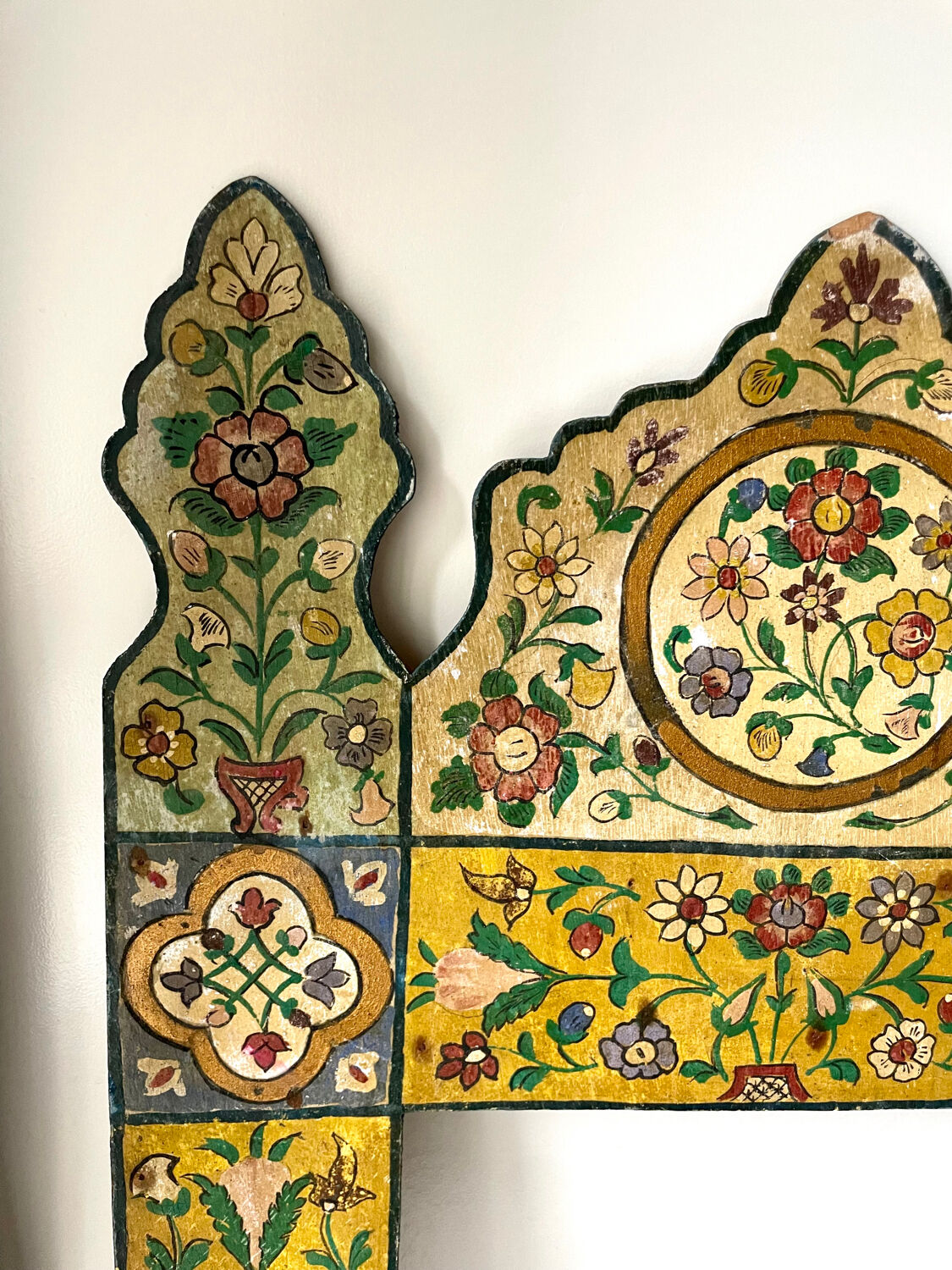 Antique wooden painted frame with flower motifs   88 cm x 47 cm