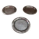 Series of 3 pewter bottle coasters vintage grape & wheat decor #b004