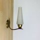 Brass and opaline tulip wall lamp, 1950s, vintage