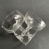 8 coupes à champagne en cristal guilloché - art nouveau