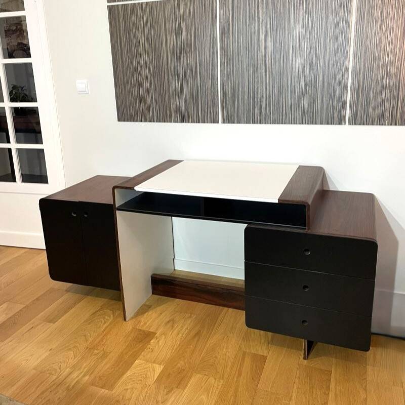 Space Age vintage 1970s desk in wood and black – PM