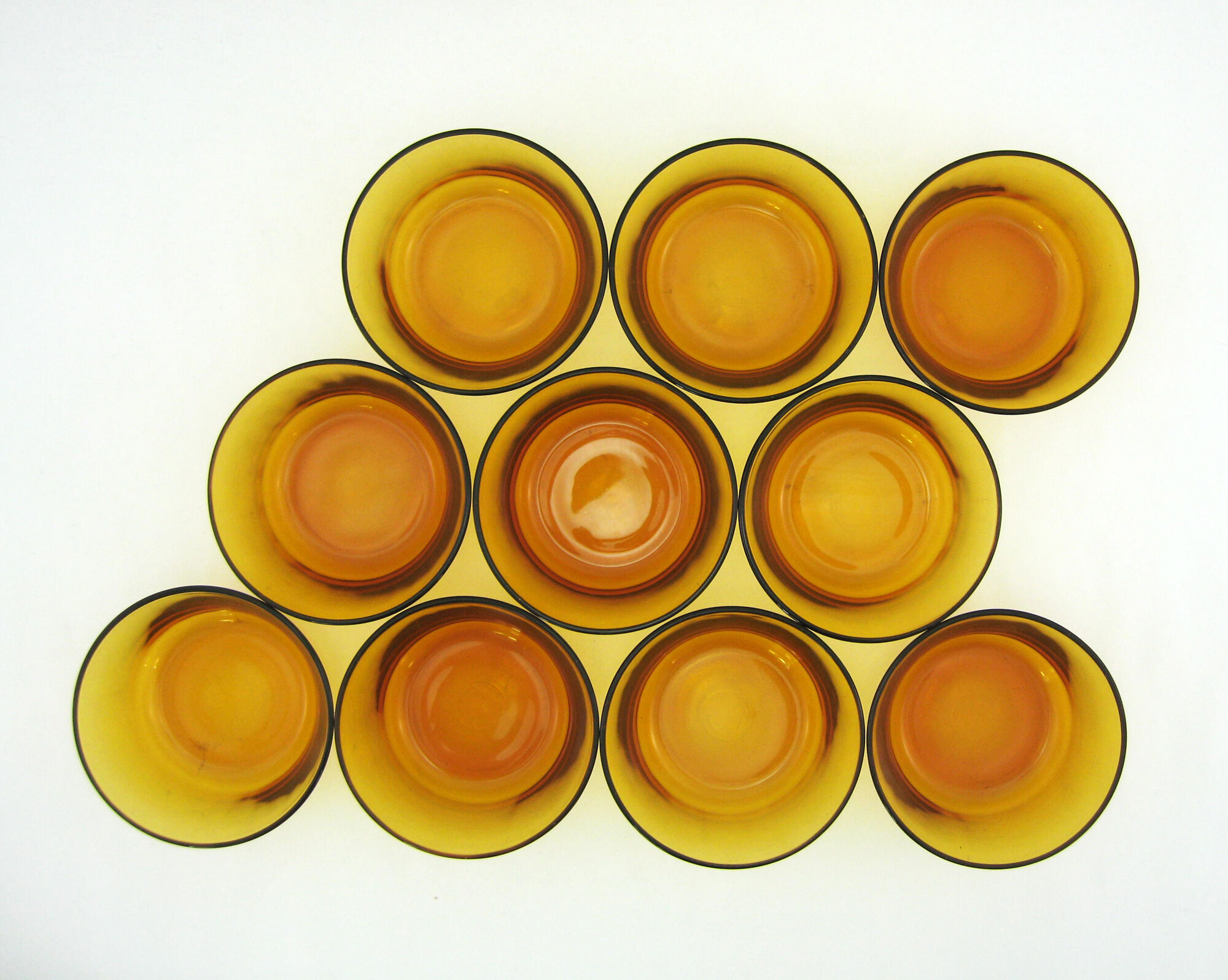 10 amber yellow tempered glass cups - Duralex France - vintage 70s