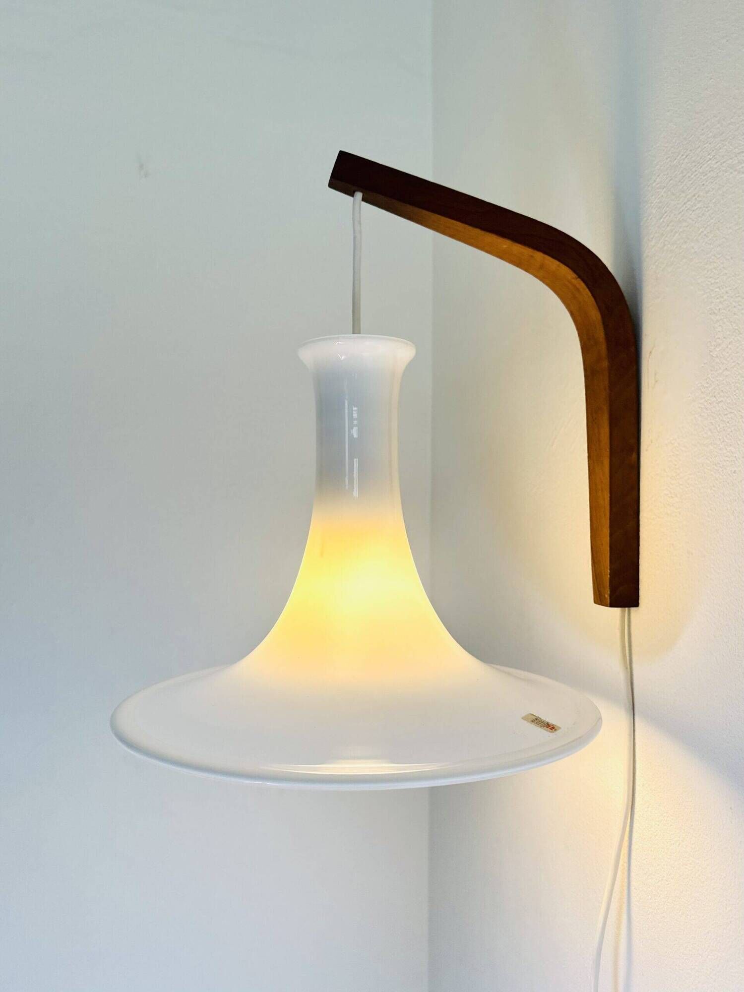 Model 491 Mandarin Wall Light In Milk Glass By Michael Bang For Holmegaard, Denmark 1980S