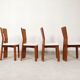 70's brutalist dining chairs in oak with bouclé fabric