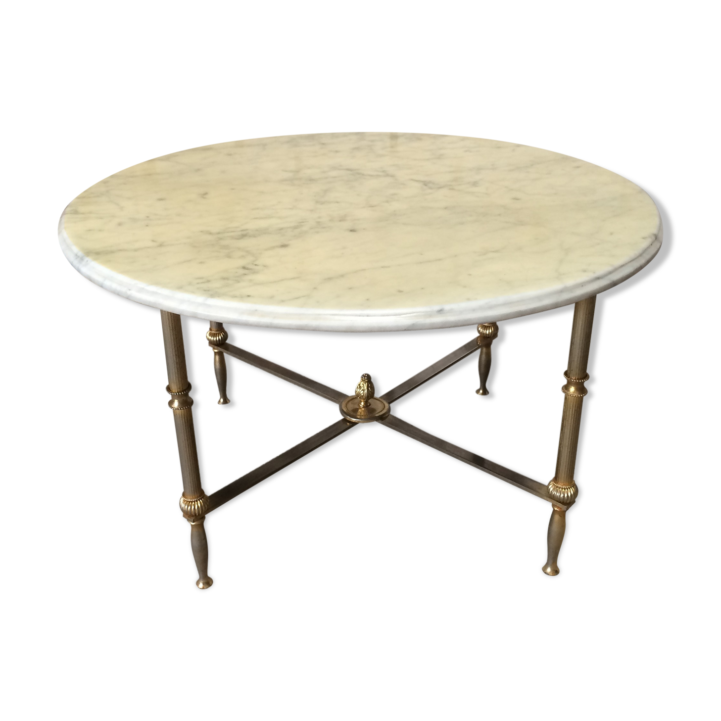 Round coffee table marble and brass