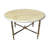 Round coffee table marble and brass