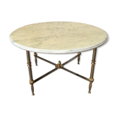 Table basse ronde marbre et  laiton