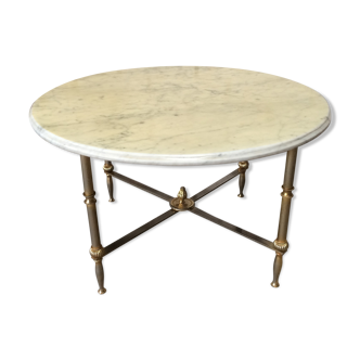 Round coffee table marble and brass