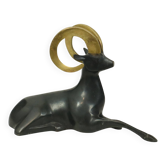 Art Deco Style Brass Ram Statue Sculpture MCM 23cm