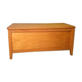 Banc coffre à jouets vintage en bois blond – années 60/70