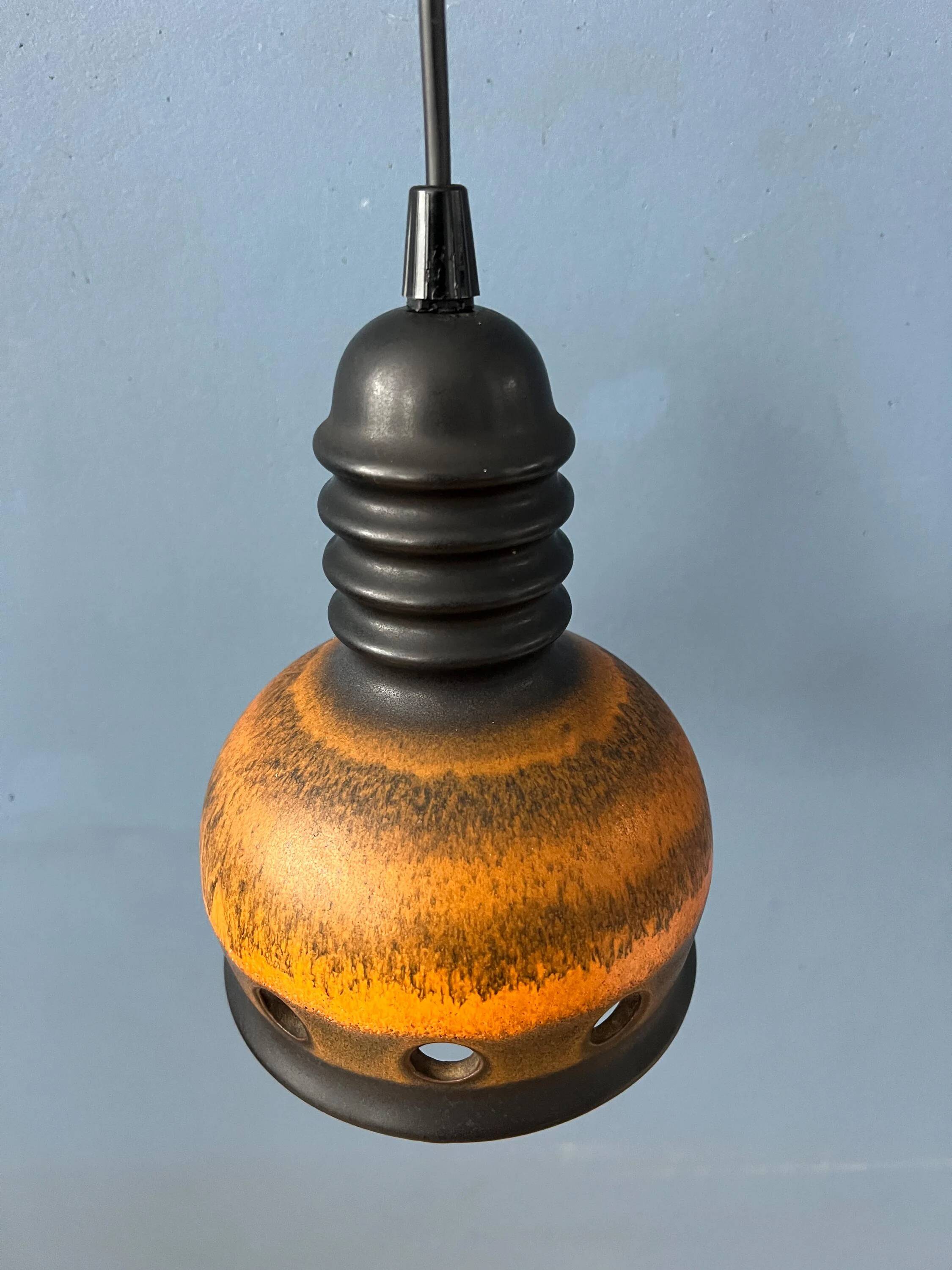 Brown ceramic pendant light Mid-Century, West Germany