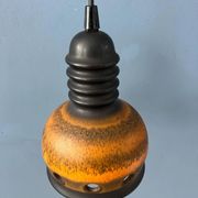 Brown ceramic pendant light Mid-Century, West Germany