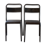 Pair of patinated metal chairs