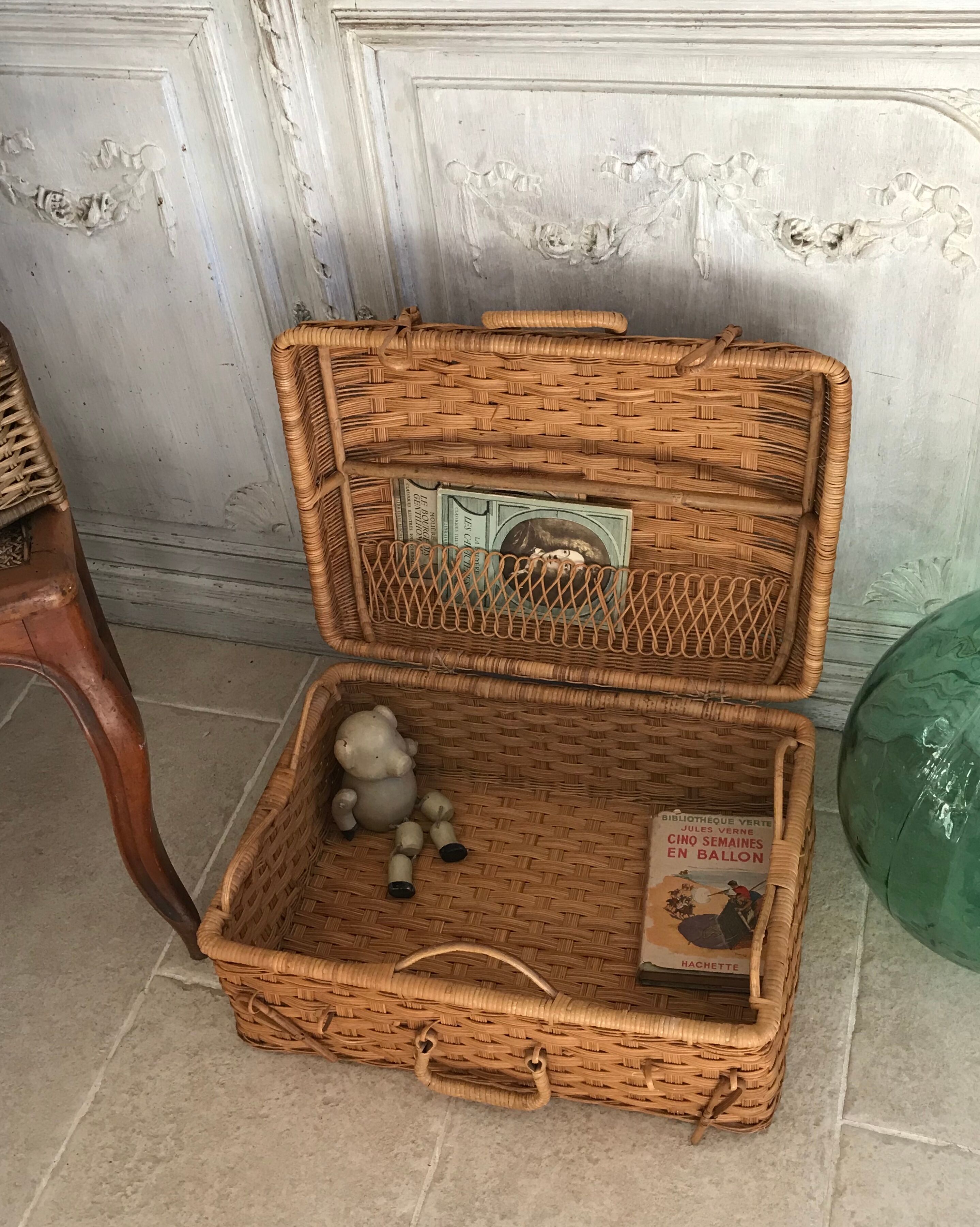 Vintage wicker suitcase