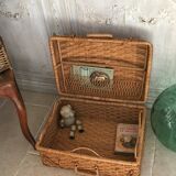 Vintage wicker suitcase