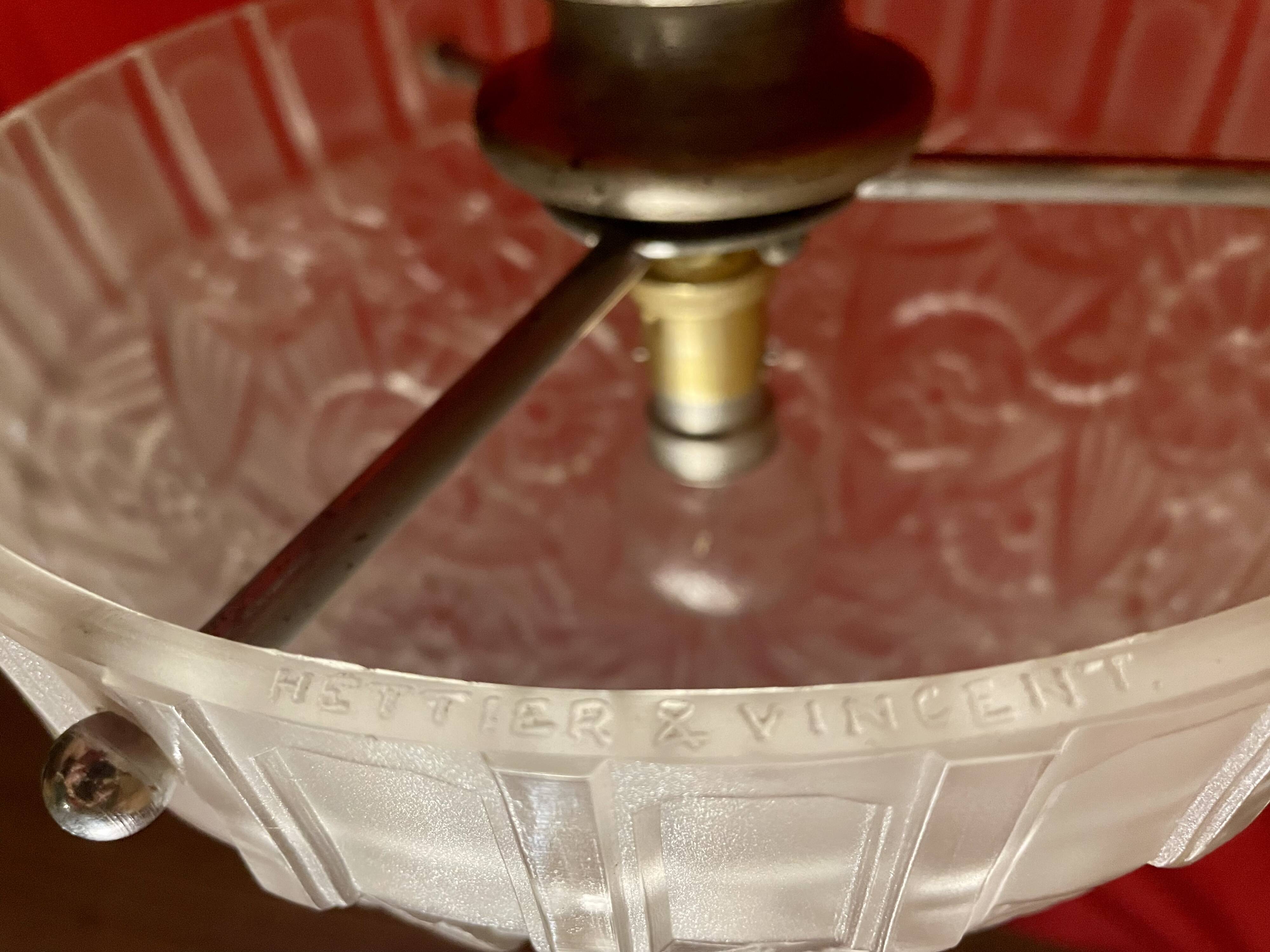 Vintage Art Nouveau lamp signed "Hettier et Vincent", from the 1920s