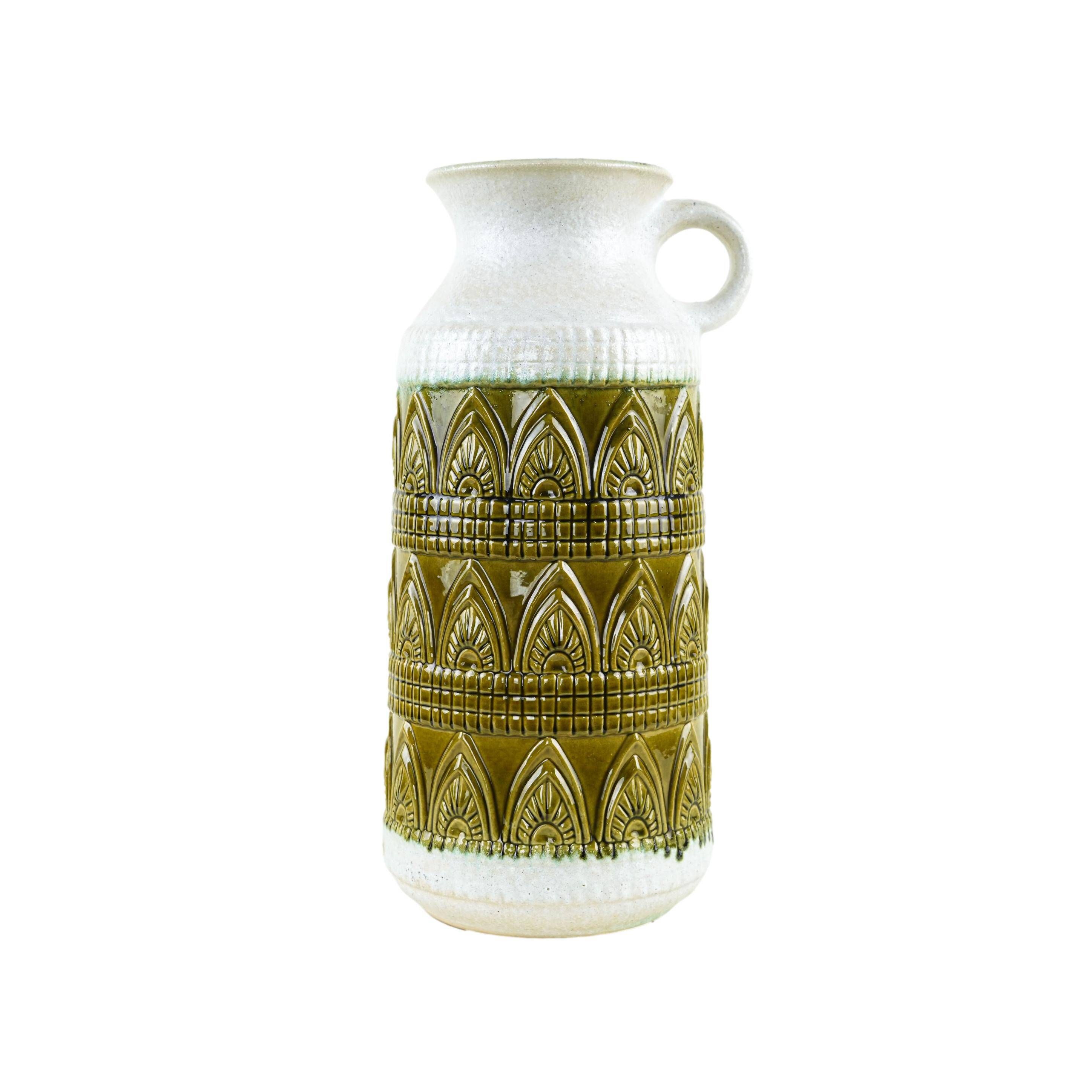 Ceramic floor vase with relief pattern, West Germany, 1970s