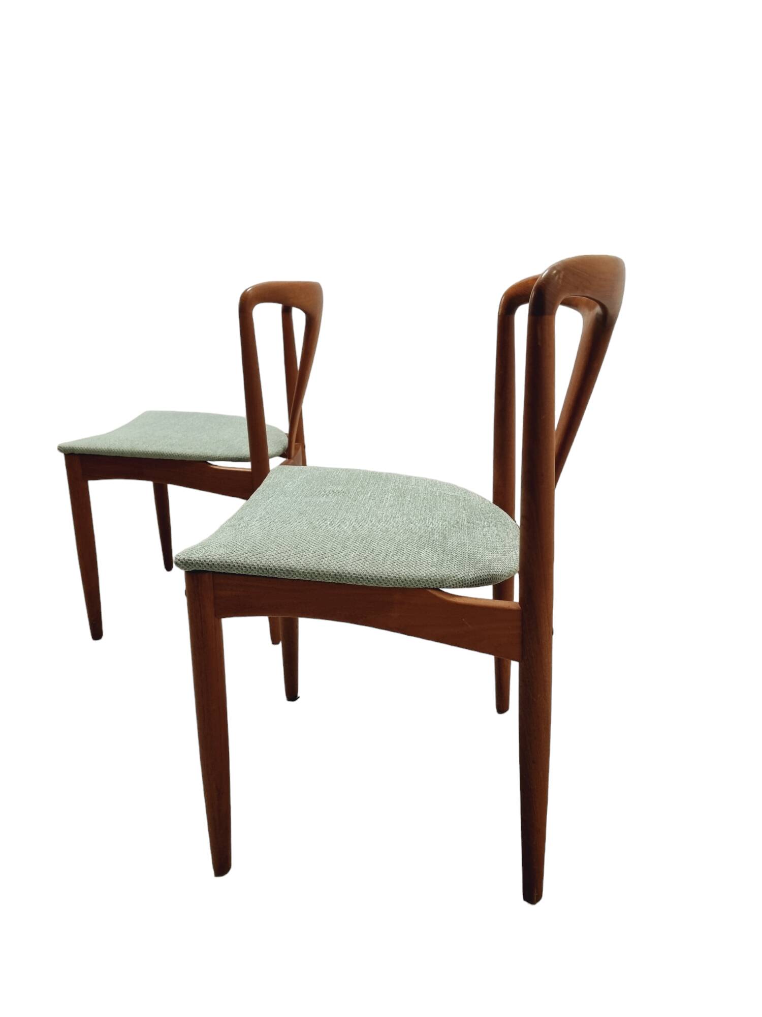 Set of two modern Juliane teak dining chairs by J. Andersen