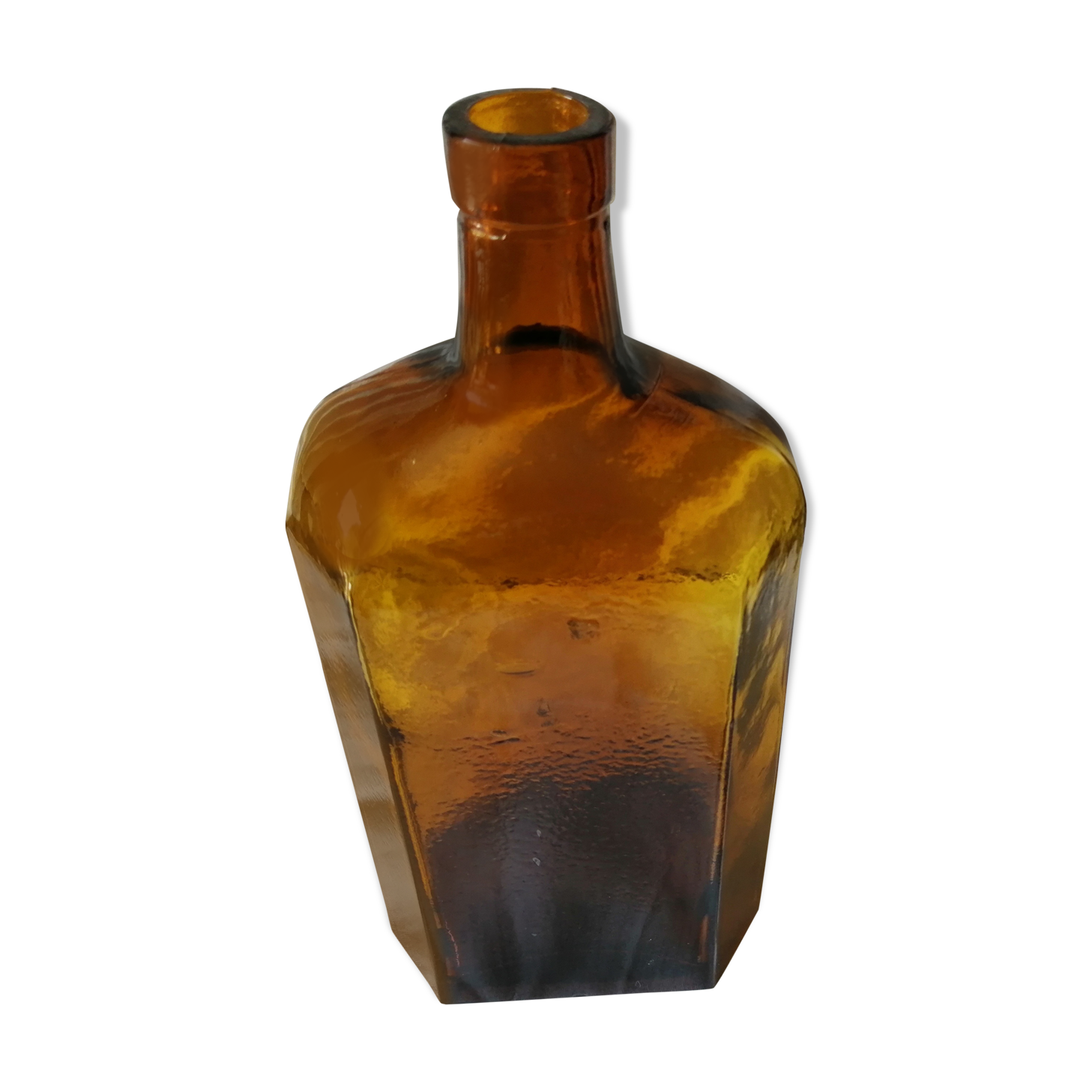 Vintage 6 sided amber bottle