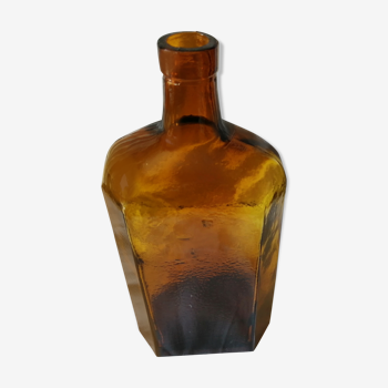 Vintage 6 sided amber bottle