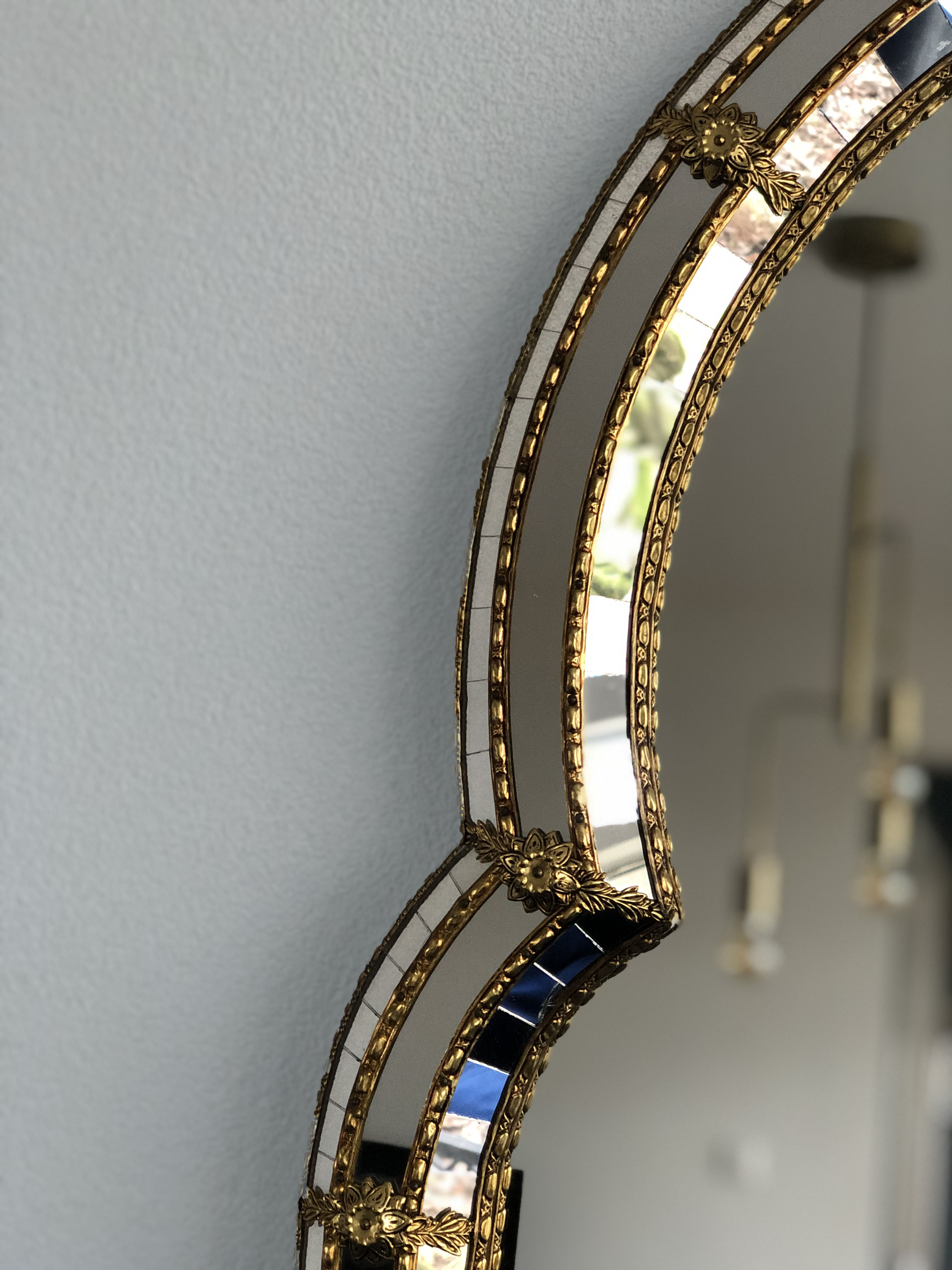 Spanish venetian full length mirror hollywood regency 1980s, 112x59 cm