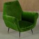 Fauteuils en velours vert par Gigi Radice, Italie, années 1950.