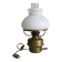 Vintage brass lamp with white opaline glass shade.