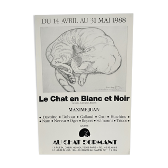 Original poster exhibition Le chat en Blanc et Noir Paris 1988