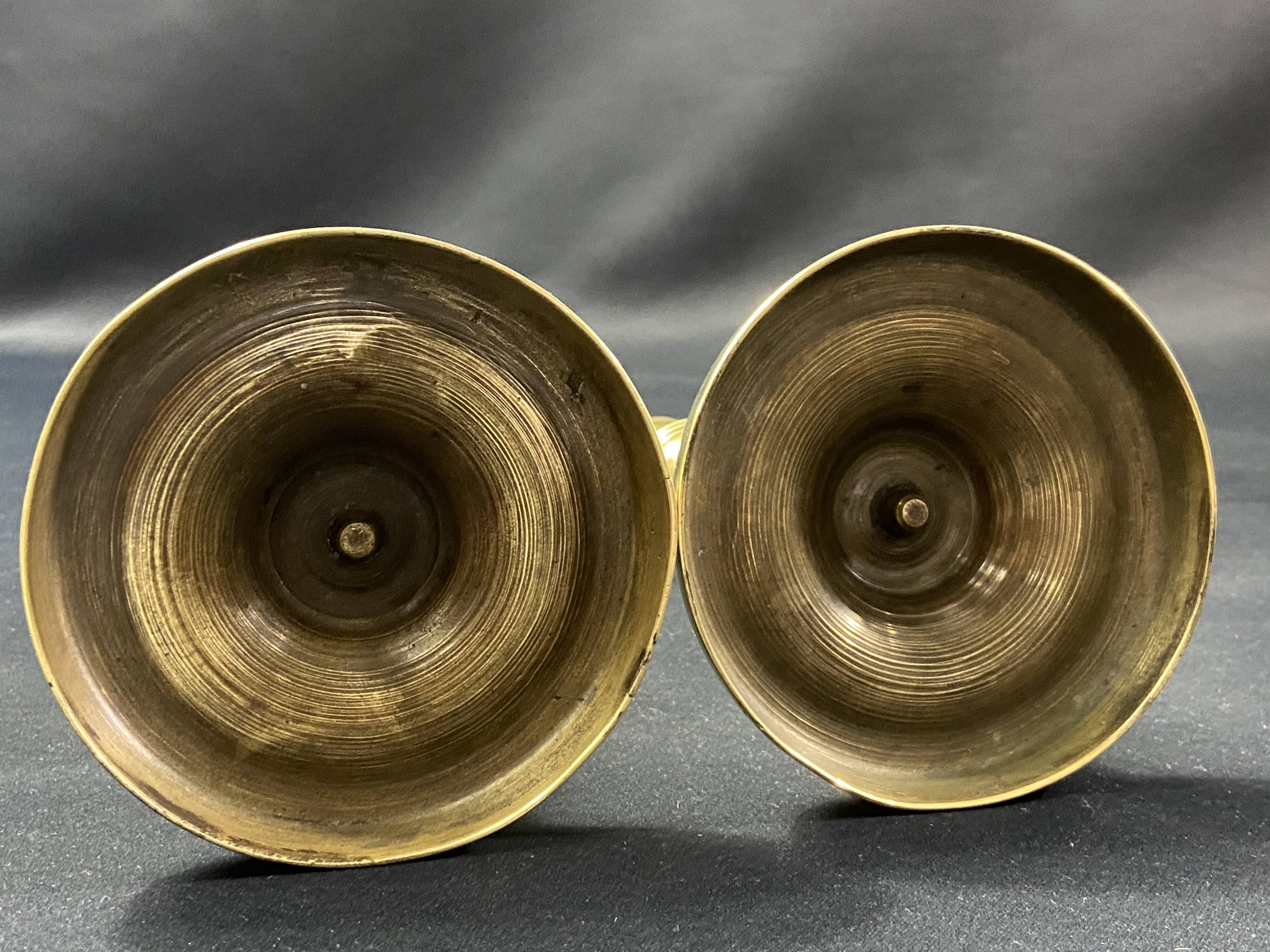 Pair of 19th century gilt bronze candlesticks with fluted shafts, Restoration