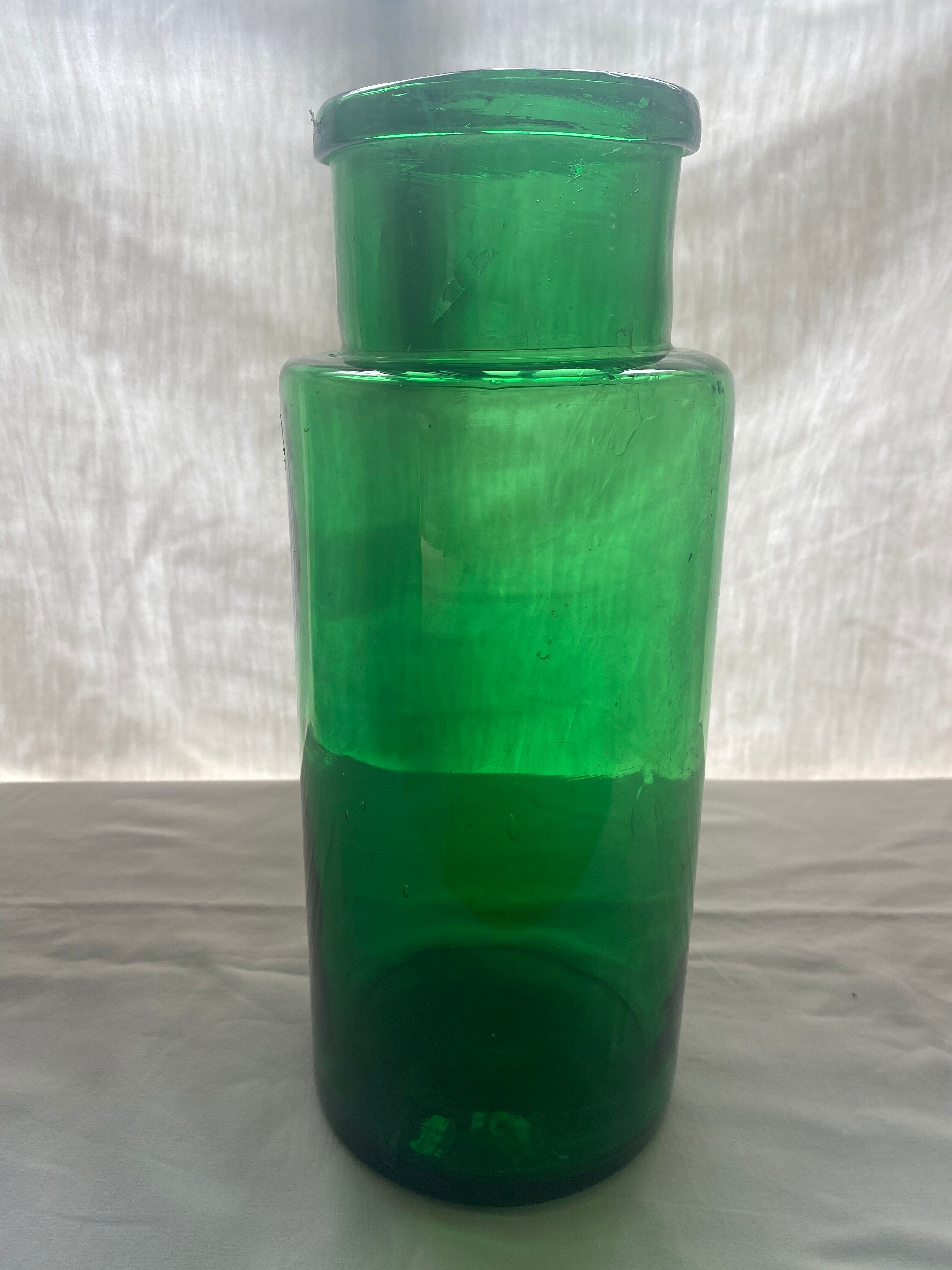 Vase - apothecary bottle in green glass