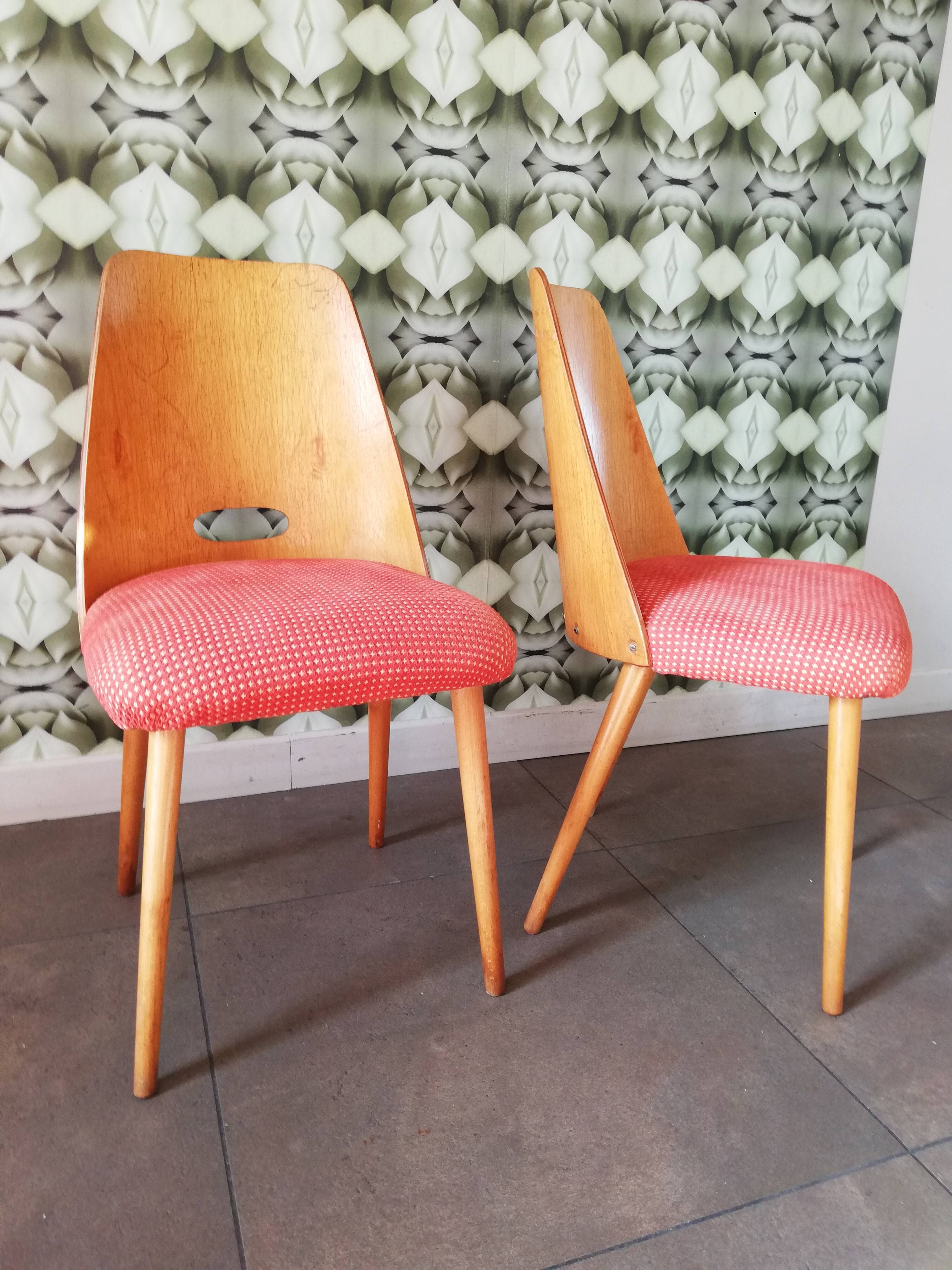 2 Vintage chairs Antonin Suman, Art Deco, Czechoslovakia 1960