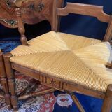 Pair of solid walnut armchairs in Provençal style