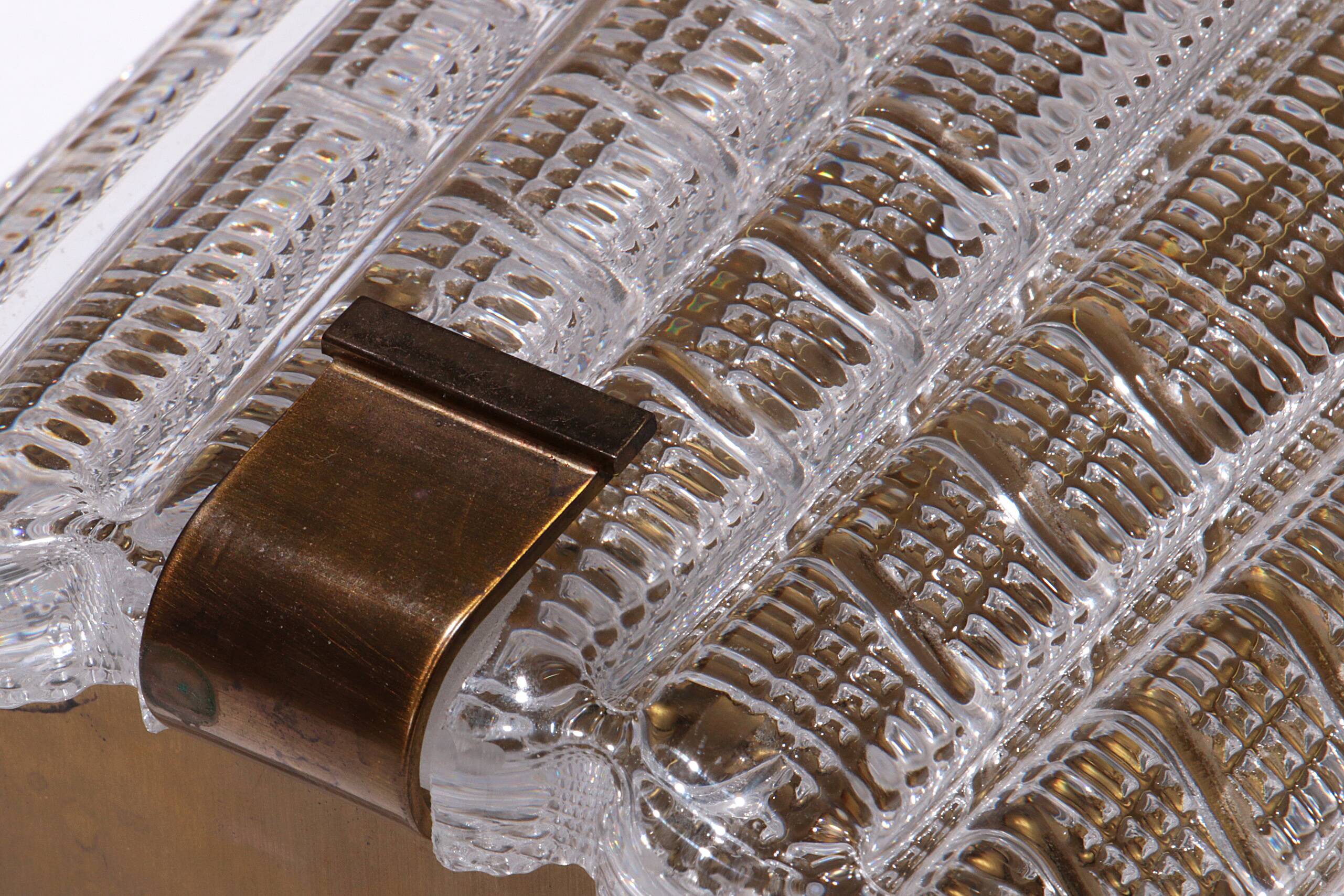 Orrefors Design XXL Wall lamps by Carl Fagerlund glass and brass, 1960s