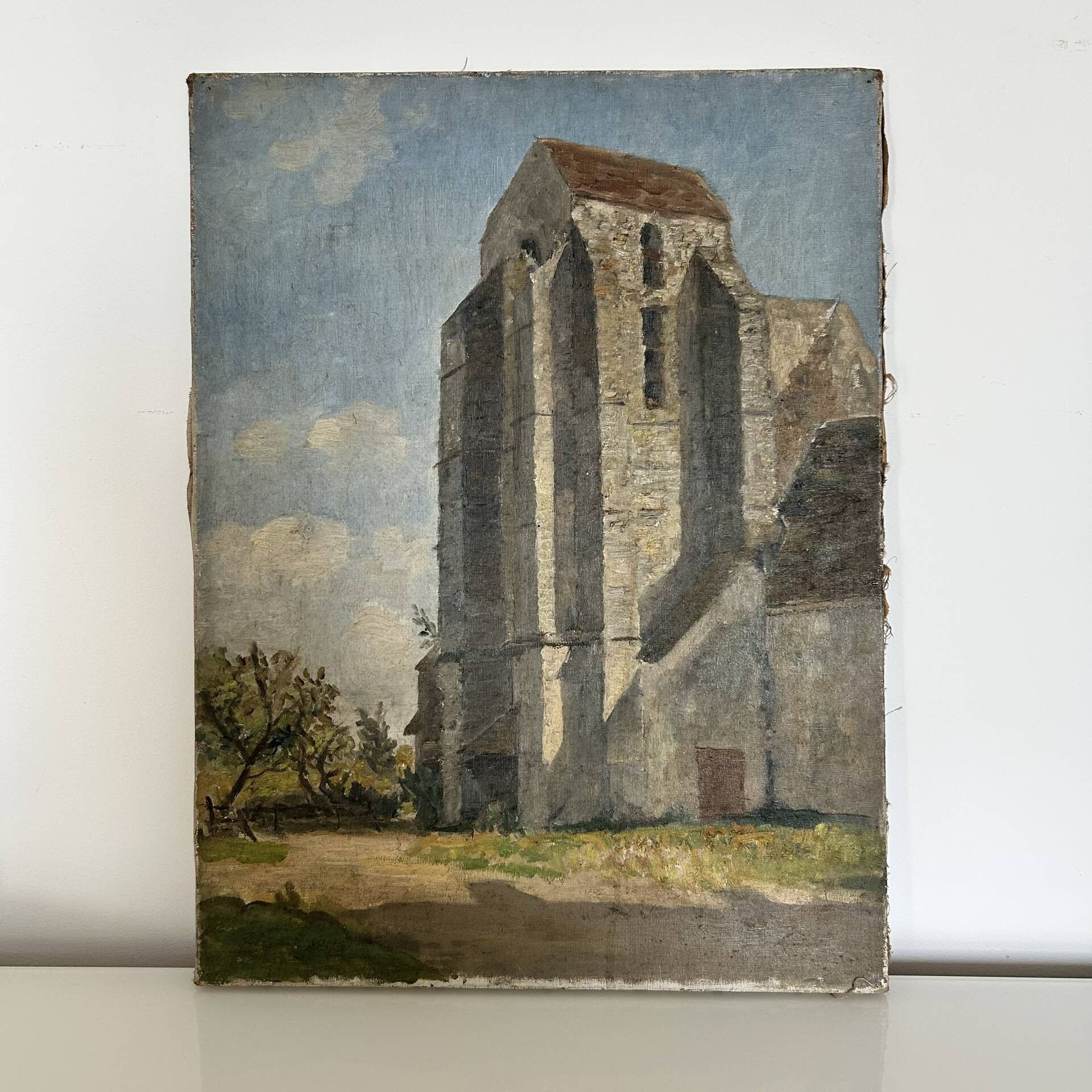 Old painting The country church