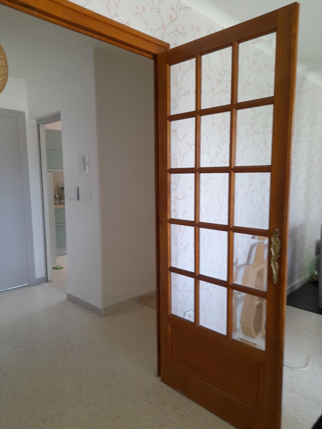 Double porte bois chene petits carreaux