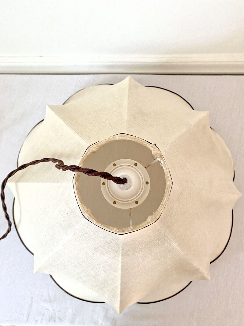 Hanging lamp in beige and brown fabric