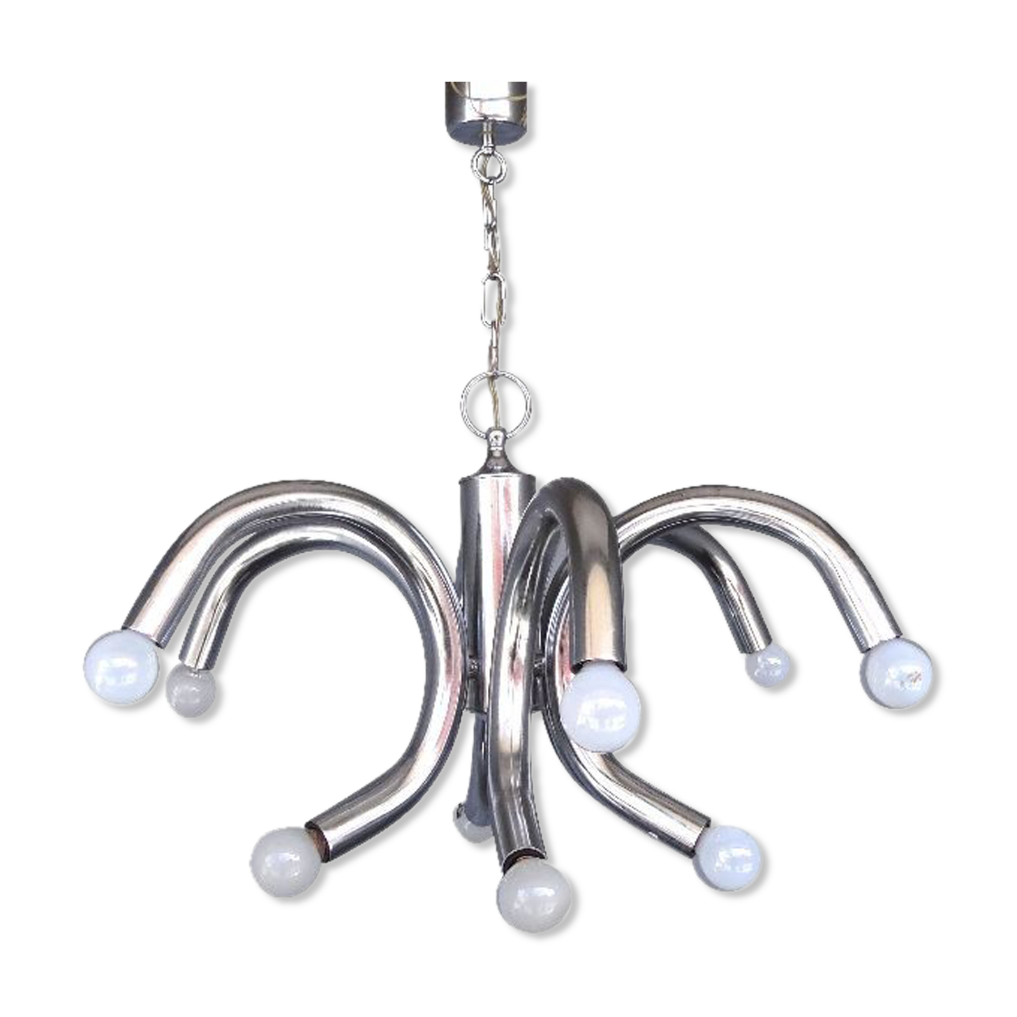 Chandelier design 1970 steel chrome