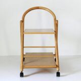 Vintage Bar Cart with Solid Wood Structure and Wheels, Italy 1980s