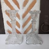 Pair of glass candlesticks