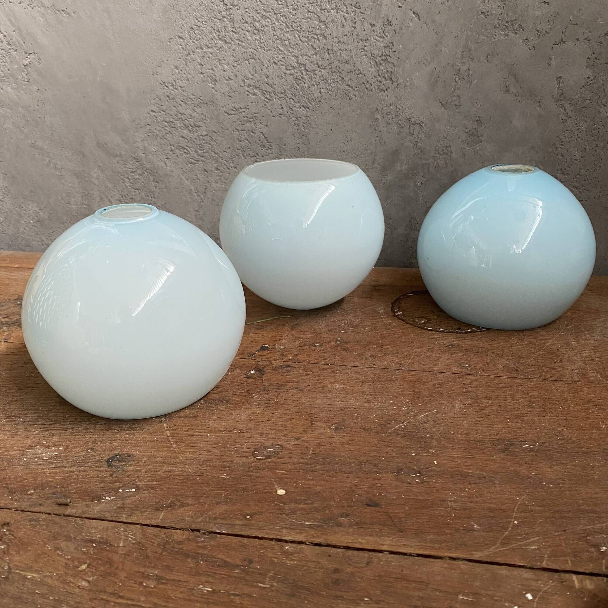 3 antique blue opaline globes 13.5 cm chandelier lamp