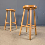 Alpine style chalet stools in wood, set of 11 - 1970s
