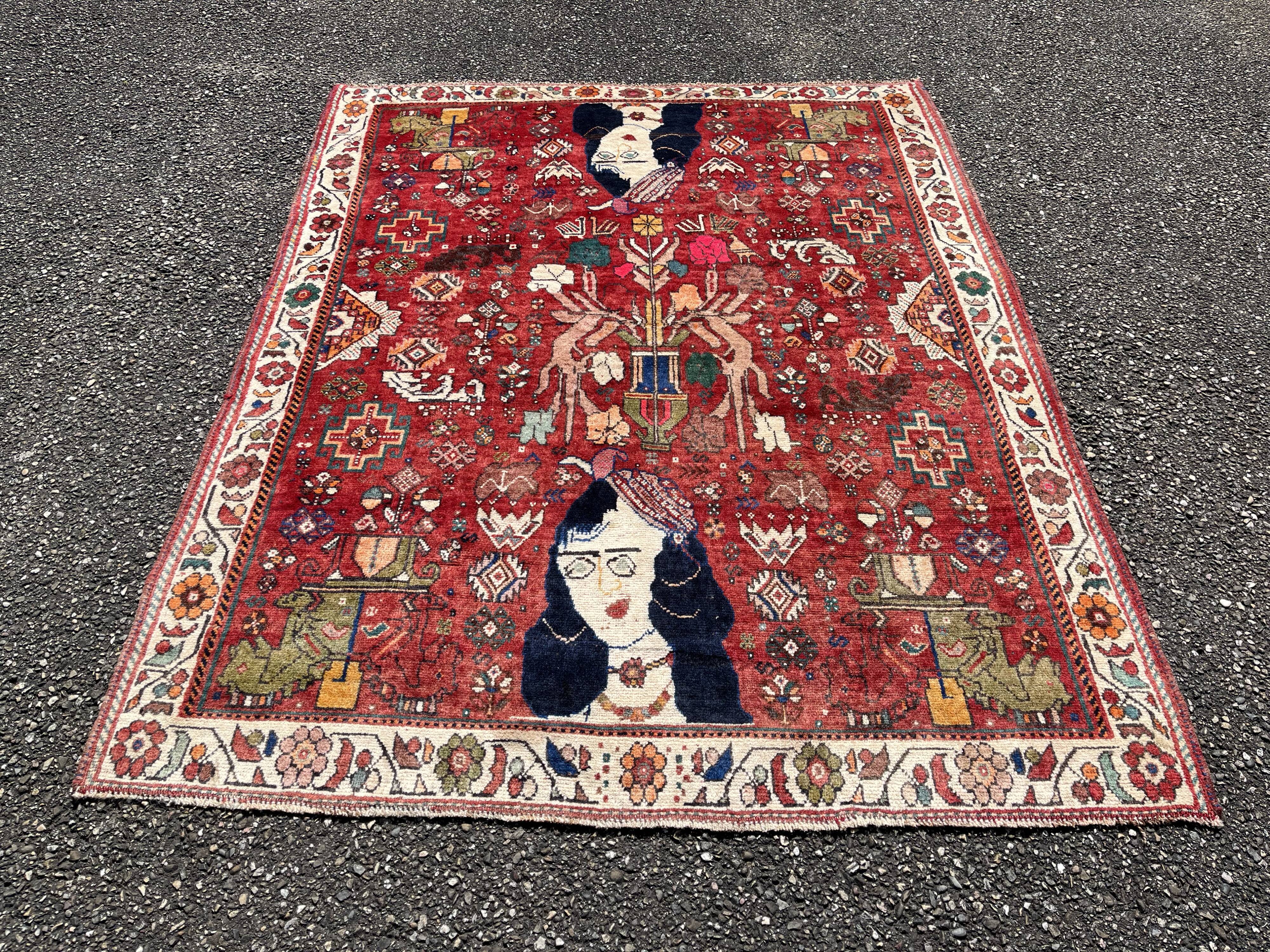 Gashgai nomadic / figurative carpet circa 1920