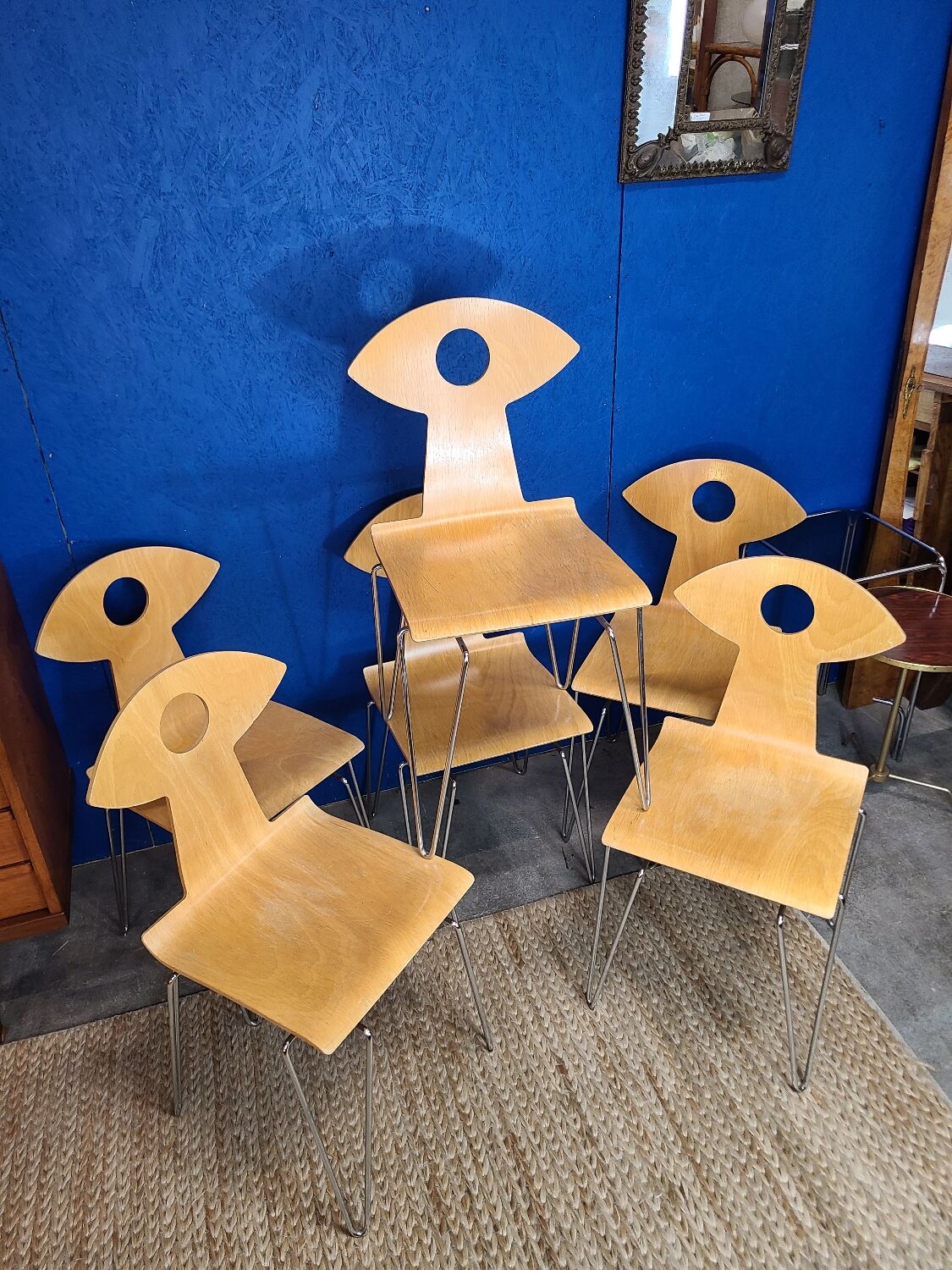 Suite de 6 chaises empilables Yamakado "Cocotte" - circa 1990