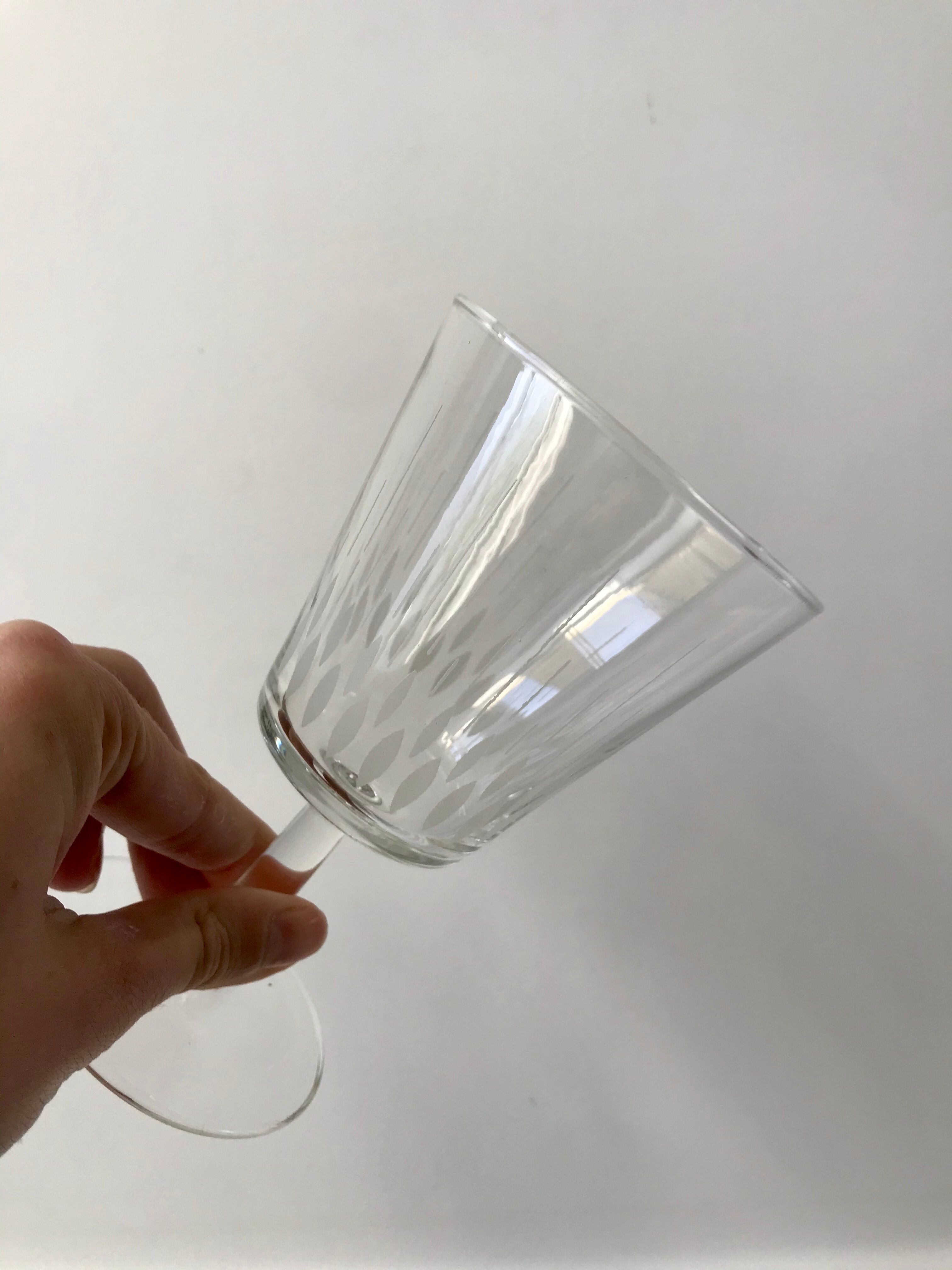 Set of 6 large crystalline glass wine glasses 50-60s