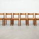 Set of six French oak dining chairs with rush seats, 1970s