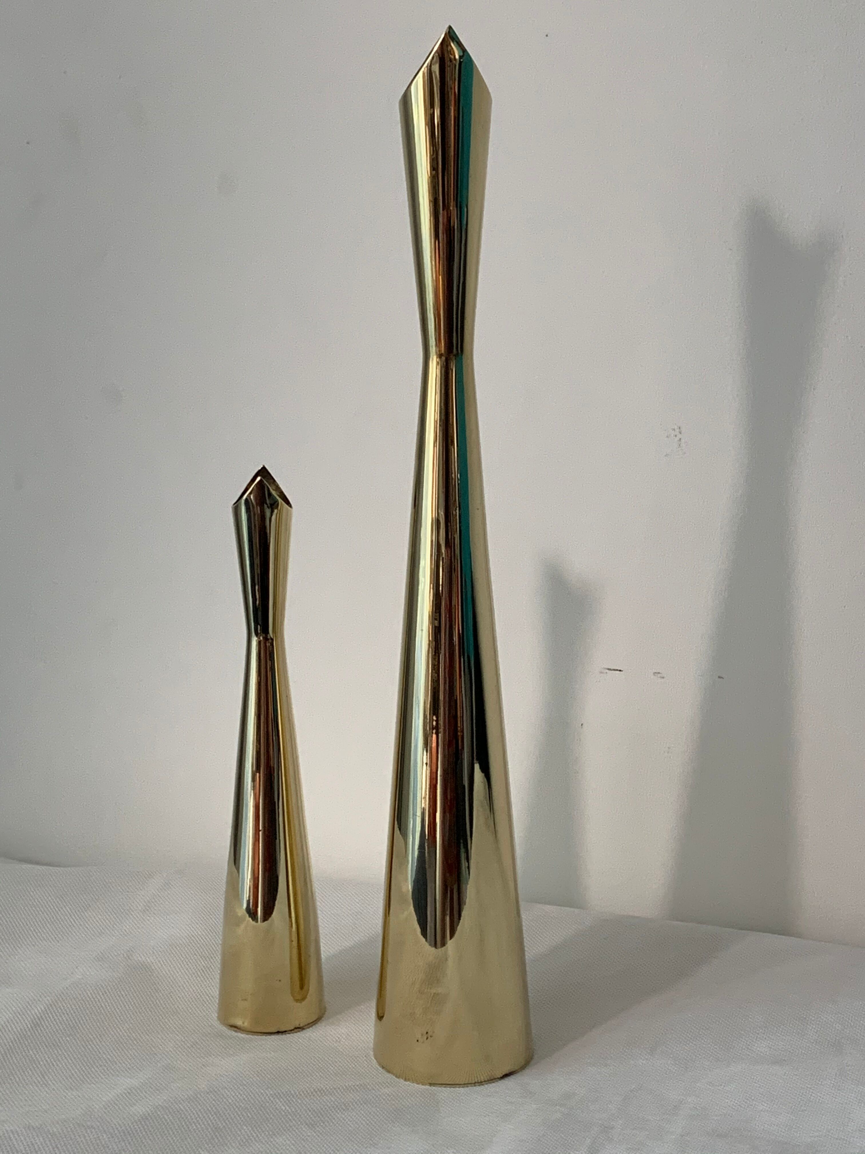 Pair of Lino Sabattini Cardinal brass vases for Christofle