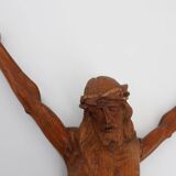 Hand carved oak crucifix or corpus Christi, Belgium ca. 1900