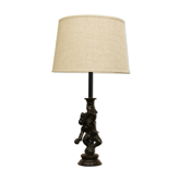 Lamp monkey learned juggler in patinated bronze