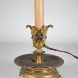 Lampe à poser bronze bougie éléctrifié