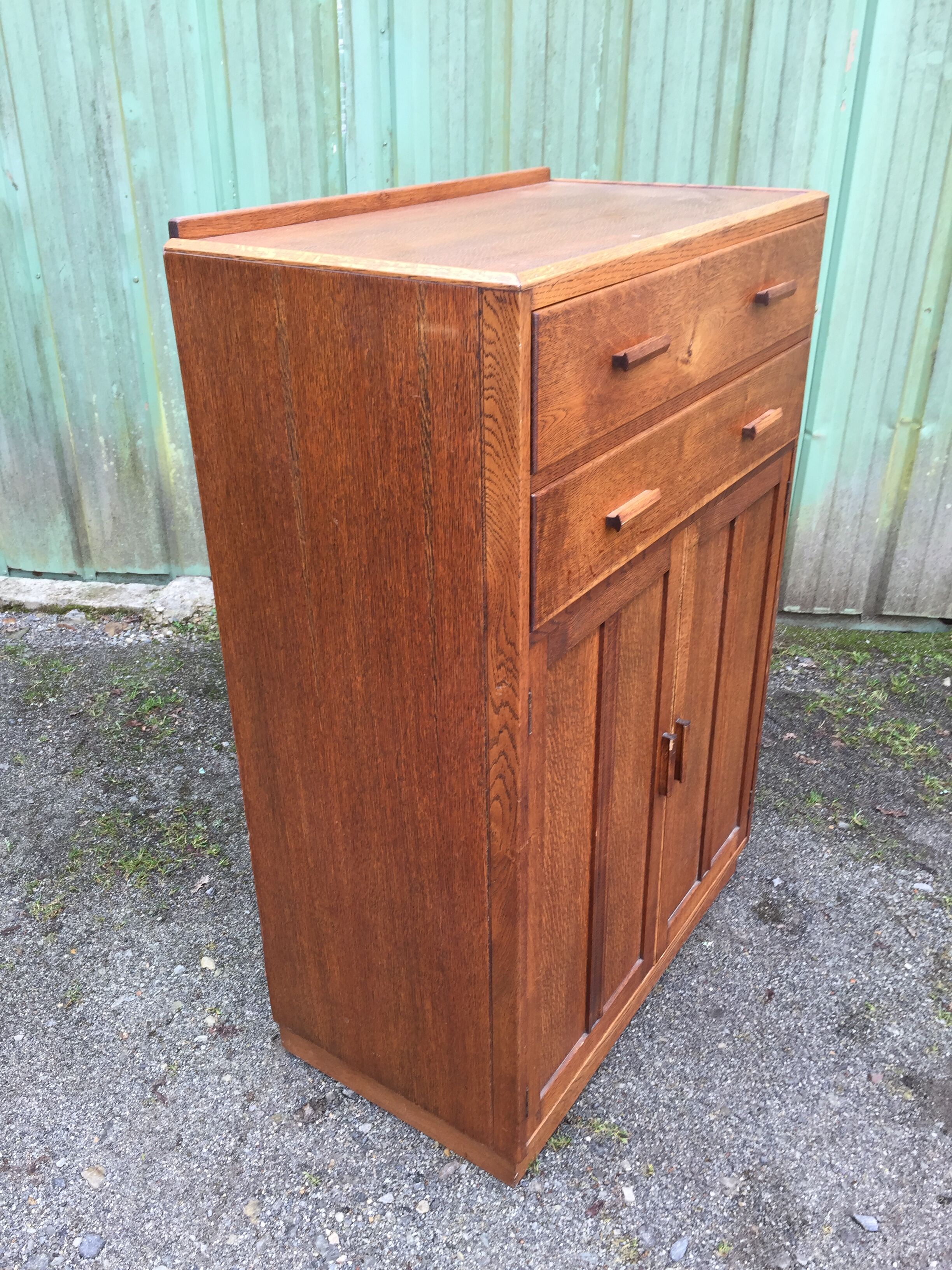 Vintage wardrobe said tall boy oak with 2 drawers and 2 doors